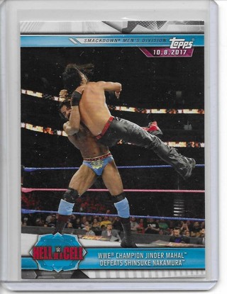 2019 Topps WWF/WWE Jinder Mahal defeats Shinsuke Nakamura Card #61