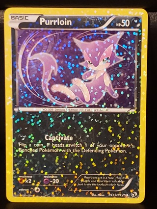 ⚡ Pokemon Card Purrloin RC13/RC25 ⚡ 50 HP Radiant Collection Legendary Treasures Holo Foil