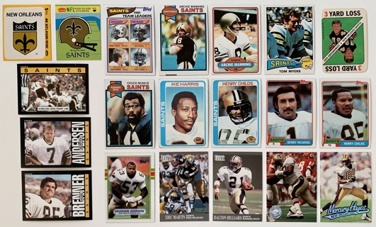 New Orleans Saints 1970s 1980s 1990s Topps Fleer Pro Set Football Cards Lot of 20