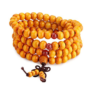 108 bead sandalwood yoga mala bead bracelet orange and red
