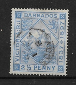 1897 Barbados Sc84 2½p Queen Victoria Jubilee used