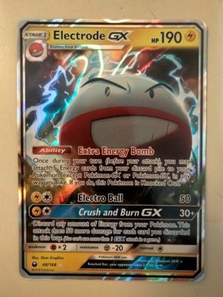 Electrode gx 48/168 rare holo pokemon