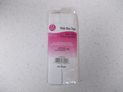 WHITE Wide Bias Tape New Sealed Package 3 Yards