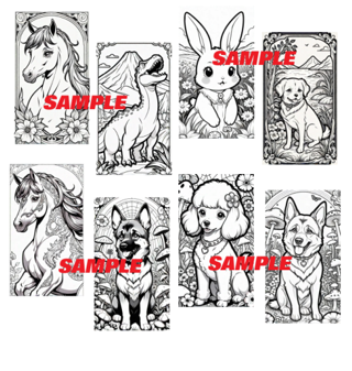 [NEW] HIGH DEFINITION COLORING BOOK PAGES ASSORTED VARIETY #1 HORSES DOGS DINOSAUR BUNNY ART COLOR