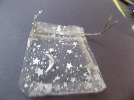 Silver organdy drawstring jewelry bag moon stars # 4