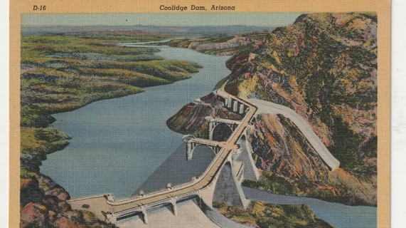 Vintage Unused Postcard: b: Linen: Coolidge Dam, AZ