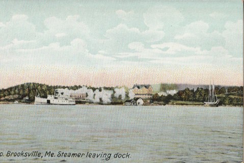Vintage Unused Postcard: (u): Pre Linen: Maine: Steamer Leaving Dock, So Brooksville