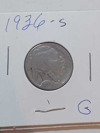 1936-S Buffalo Nickel! 35.1