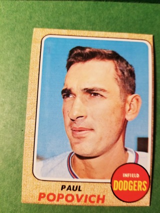 1968 - TOPPS EXMT - NRMT BASEBALL - CARD NO. 266 - PAUL POPOVICH - DODGERS