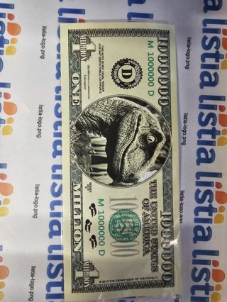 1 million raptor dollar novelty note W/Sleeve