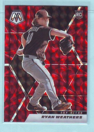 2021 Panini Mosaic Ryan Weathers RED PRIZM ROOKIE Baseball Card # 262 Padres