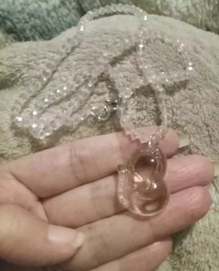 Pink Crystal glass animal charm necklace new