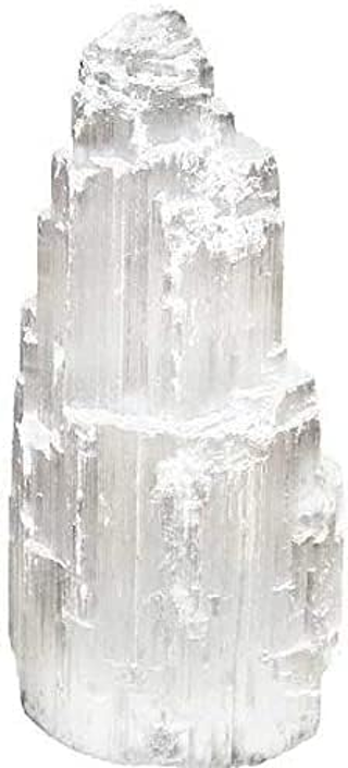 Selenite Tower 4" Tall Skyscraper Healing Crystal Stone Reiki Meditation Energy Protection