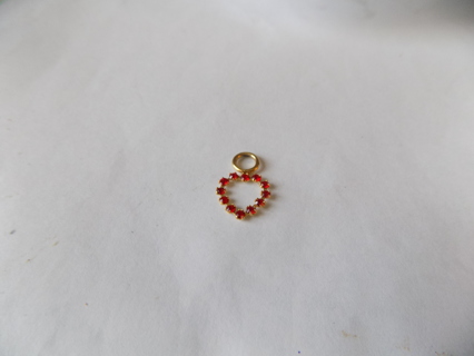 Red rhinestone heart shape necklace charm 1/2 inch