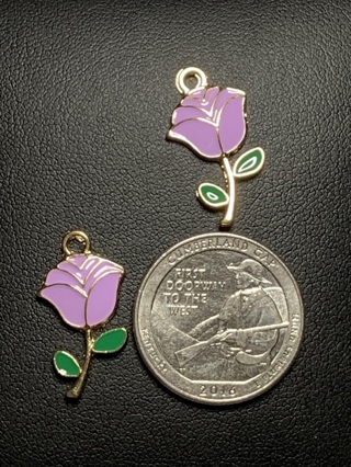 LILAC FLORAL CHARMS~#4~SET OF 2~FREE SHIPPING!