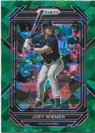 2023 PRIZM JOEY WIEMER GREEN PRIZM REFRACTOR ROOKIE CARD