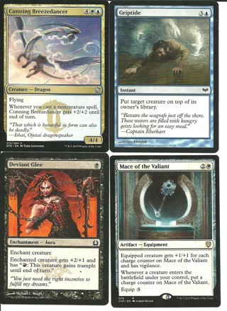 4 MTG Cards:  Mace of the Valiant (078) | Phyrexia: AWBO Rare,MTG Griptide 38/158 & More,  