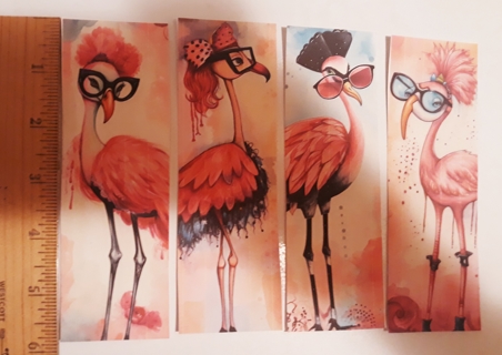 4 Flamingo Bookmarks 