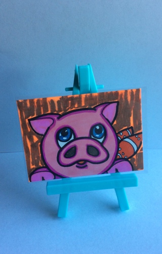 Mr. Piggy original drawing aceo