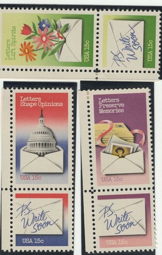 1980, #1805-1810, 6 Stamps, Letter Writing.