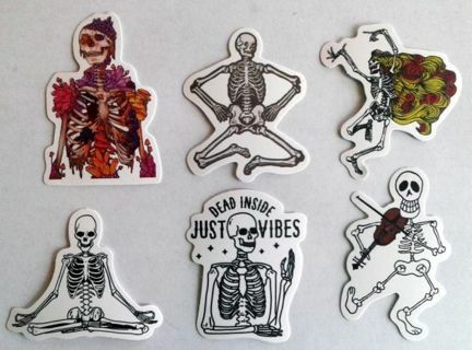 Six Cool Skeleton Stickers