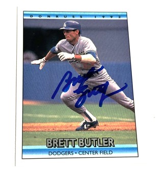 Autographed 1992 Donruss Brett Butler Los Angeles Dodgers #369