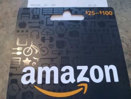 $50 AMAZON GIFT CARD. DIGITAL DELIVERY. WINNER GETS THE GIFT CODE.