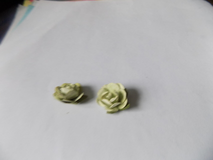 Pair of light green paper roses for crafts