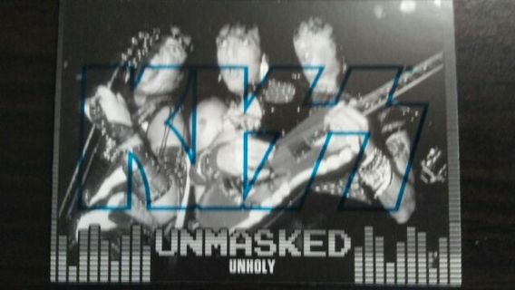 2009 KISS 360/PRESSPASS- UNMASKED- UNHOLY- BLUE EDITION TRADING CARD# 5