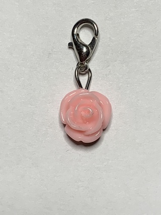 ❣ROSE DANGLE FLOWER CHARM~LIGHT PINK #4~WITH LOBSTER CLASP~FREE SHIPPING❣