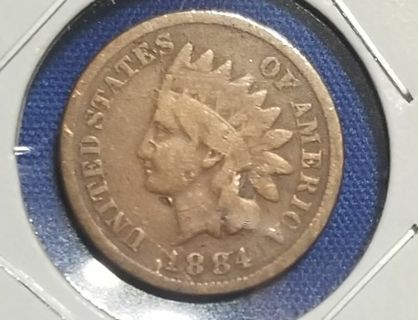 Indian Head Cent ☆1884!☆ antique US coin ☆140 years old☆ nice details