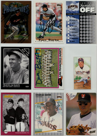 3 San Francisco Giants autographs + 6 bonus cards