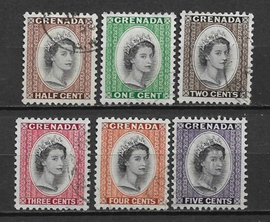 1953-4 Grenada Sc171-6 Queen Elizabeth used set of 6