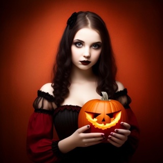 Gothic Girl with Pumpkin 3