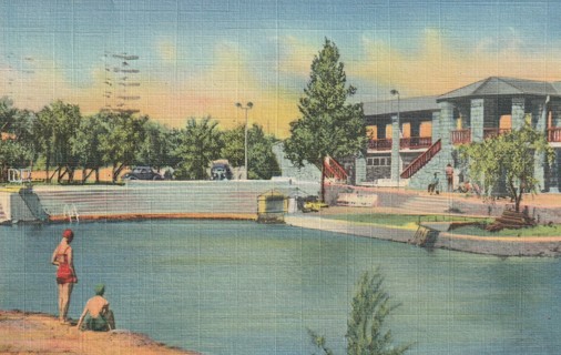 Vintage Used Postcard: 1943 Comanche Spring, Pool & Bath House,  Fort Stockton, TX