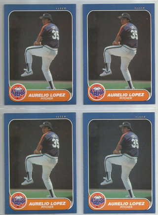 Lot of (4) 1986 Fleer Update Aurelio Lopez #U-69 Astros
