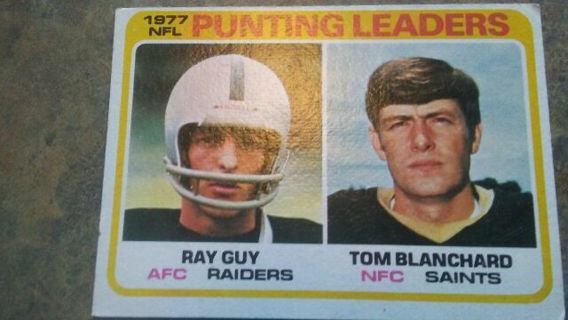 1978 TOPPS- 1977 NFL PUNTING LEADERS RAY GUY RAIDERS/TOM BLANCHARD SAINTS FOOTBALL CARD# 336
