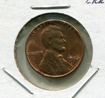 1956 P Lincoln Cent Error-Die Chip-Filled "9"