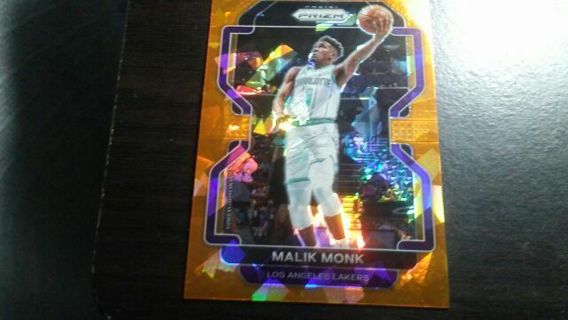 2021/2022 PANINI PRIZM CRACKED ICE ORANGE BORDER MALIK MONK LOS ANGELES LAKERS BASKETBALL CARD#56