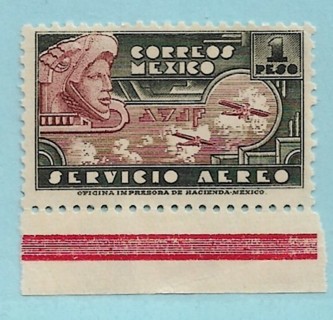 1934 Mexico ScC72 1p "Eagle Man" & Airplanes MNH