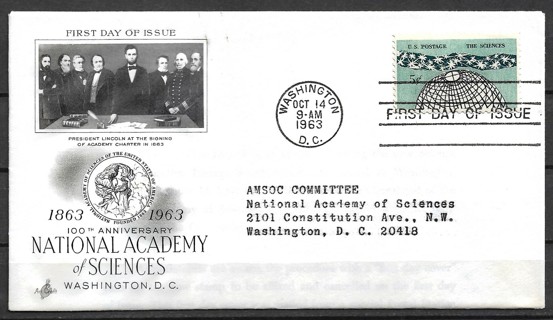 1963 Sc1237 National Academy of Sciences FDC addressed to itself