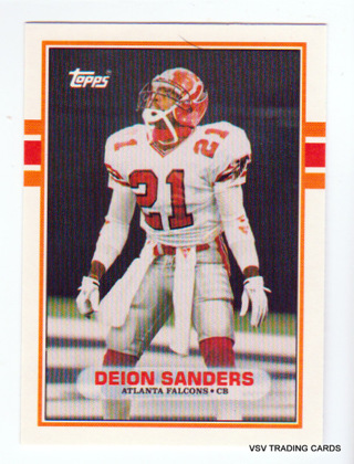 Deion Sanders, 1989 Topps ROOKIE Card #307, Atlanta Falcons, HOFr, (LB8)