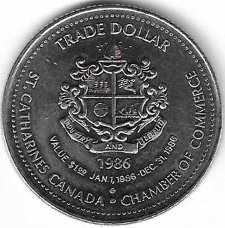 1986 Trade Dollar St. Catharines Canada Chamber of Commerce