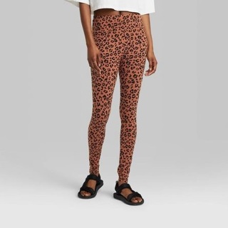 Women's High-Waisted Classic Leggings - Wild Fable™ Brown Leopard Print size medium.