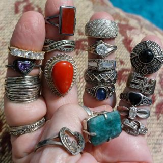 Lot of 19 sterling silver rings