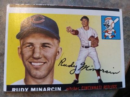 1955 TOPPS RUDY MINARCIN CINCINNATI RED LEGS BASEBALL CARD# 174