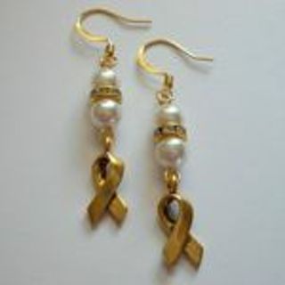 Lung Cancer Awareness Ribbon Beaded Dangle Earrings Handmade