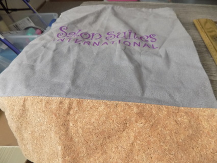 Salon Suites International drawstring backpack bag Canvas & leather look bottom