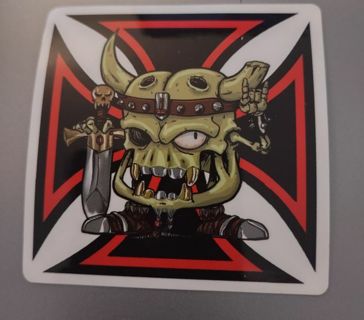 Rob zombie skeleton head cross vinyl laptop sticker