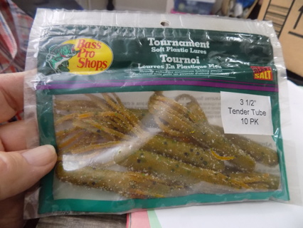 Bag # 2 Bass Pro Shop tournament series 3 1/2 inch Tender tubes yellow speckle tail 